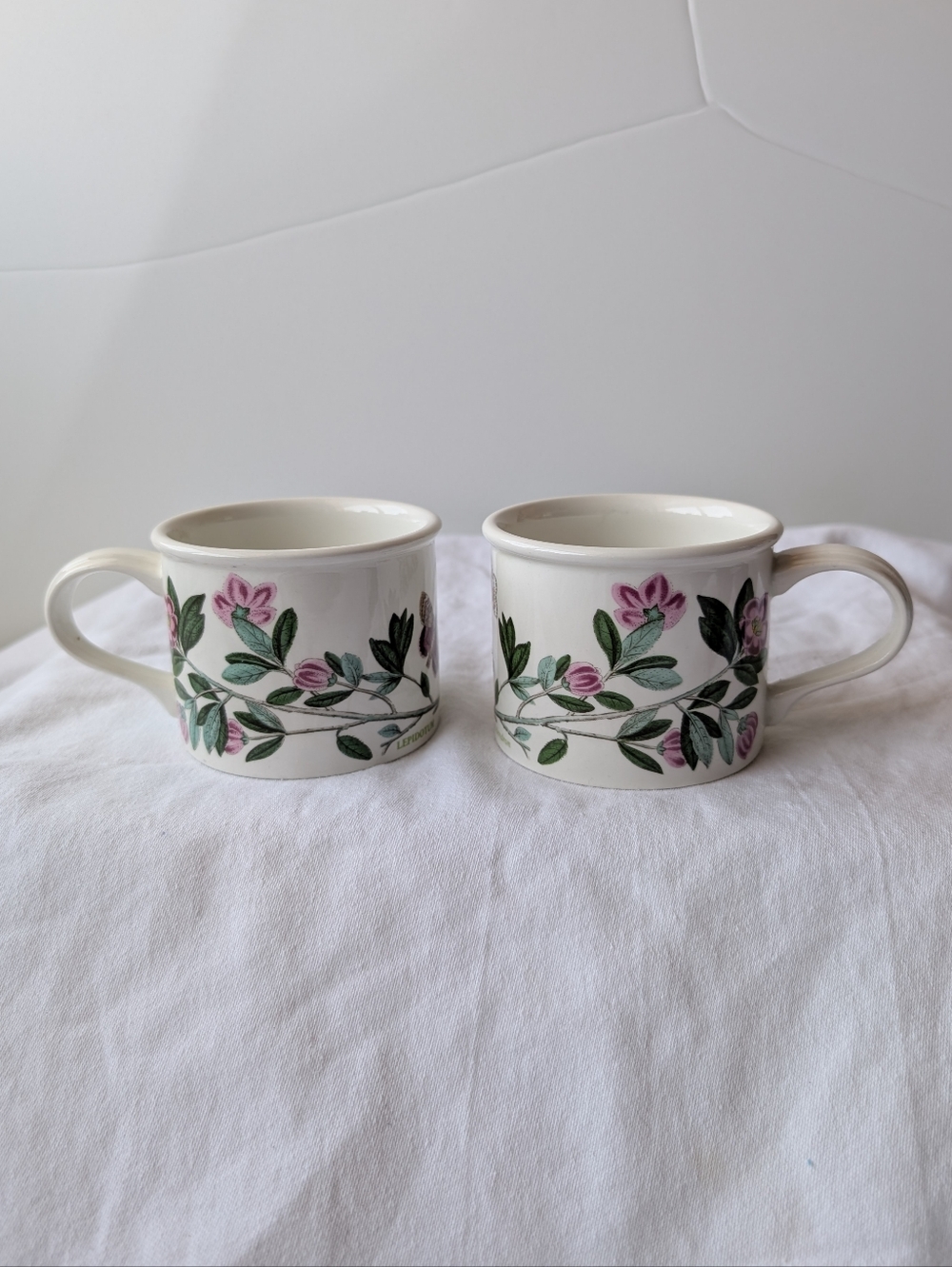 Portmeirion Botanic Garden Rhododendron Floral Drum Flat Cups - 2 Discontinued